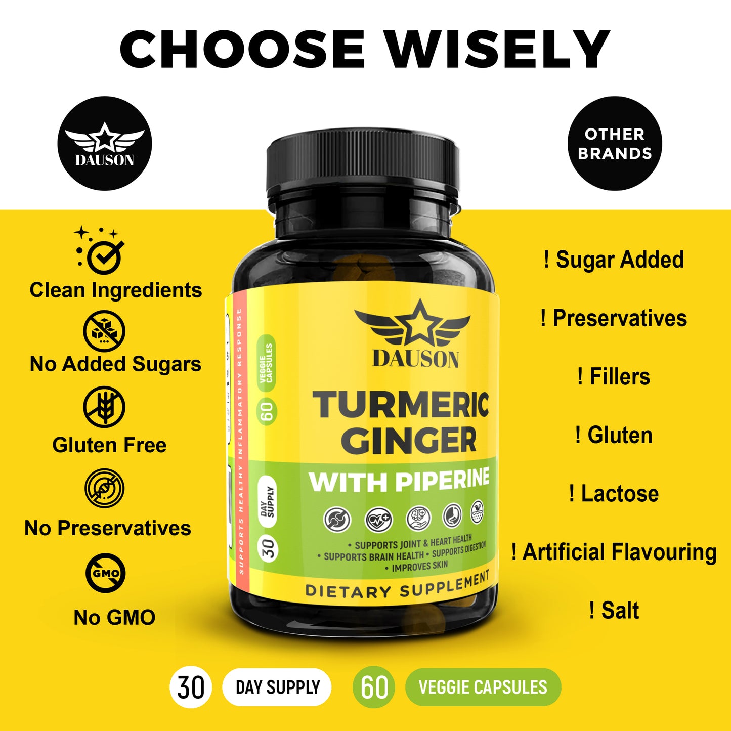 Piperine-enhanced Turmeric Curcumin Supplement – maximizes nutrient bioavailability for holistic joint, gut, and skin support.