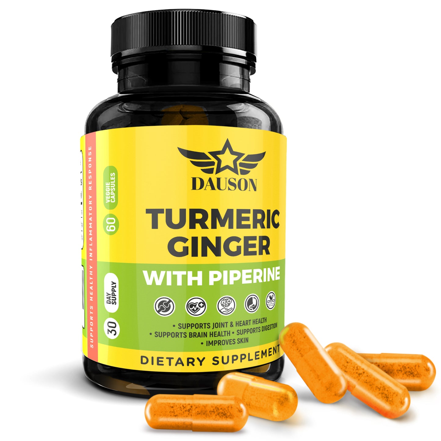 Turmeric Curcumin and Ginger Supplement with Piperine – enhances digestion, nutrient absorption, and skin health naturally.