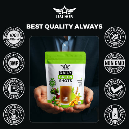 DAUSON Daily Green Shots – Superfood Greens Powder with Matcha, Turmeric, Ashwagandha & Prebiotics – Energy, Immunity & Gut Health Support – 100g | 100 Servings - Von LLC